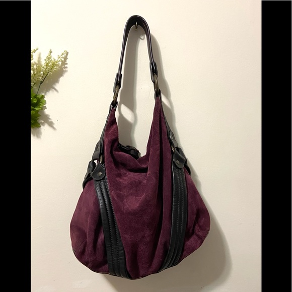 Maurizio Taiuti Italian Leather Shoulder Bag Wine Plum Color - Picture 3 of 14